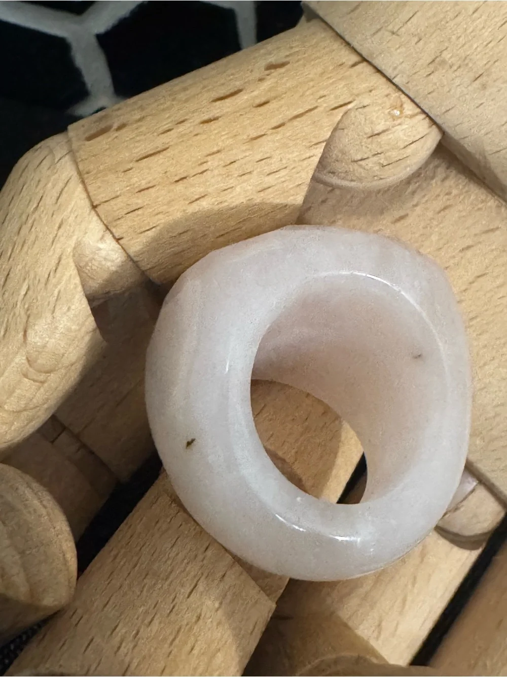 Hand Carved Pink Quartz Ring All Stone Ring. Size 7 (26g)